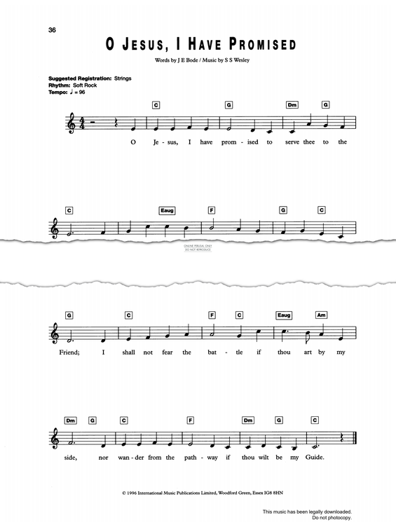 Produktgalerie: Seite 1 von 1 O Jesus, I Have Promised, Samuel Wesley, Gesang, Keyboard