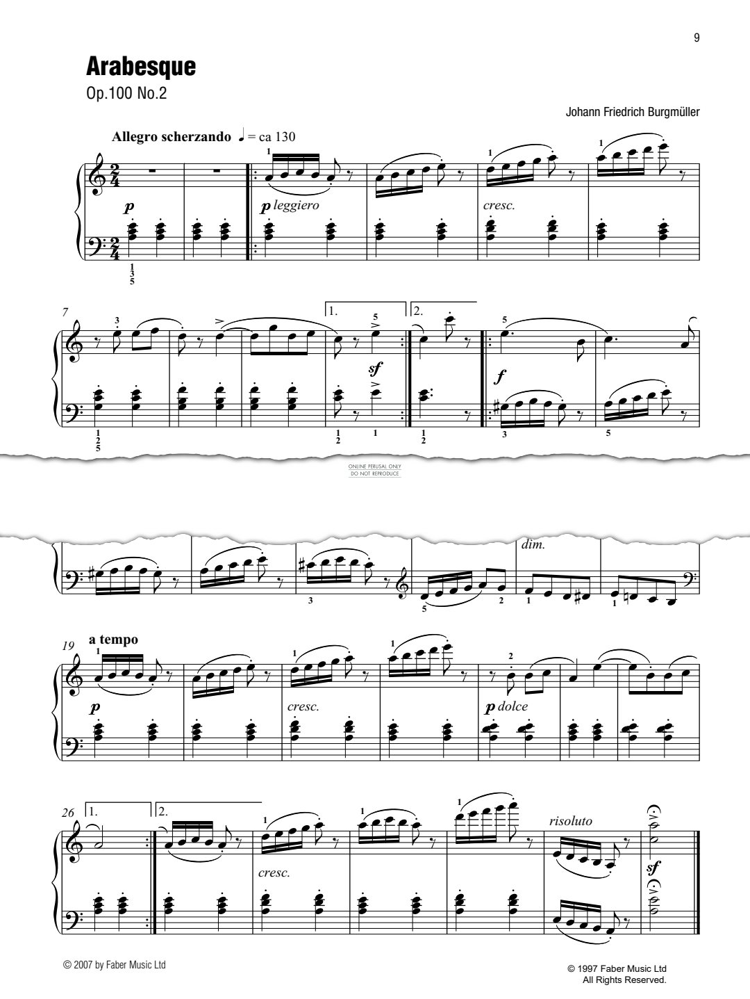 Produktgalerie: Seite 1 von 1 Arabesque (Op. 100 No. 2), Johann Friedrich Burgmüller, Klavier