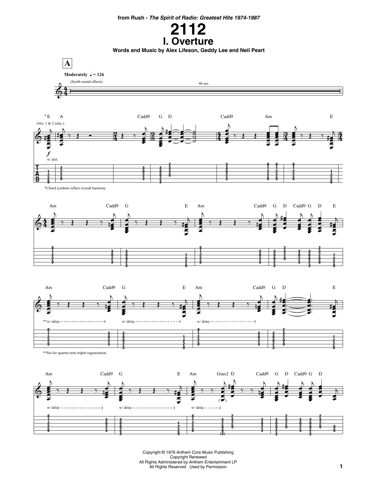 Produktgalerie: Seite 1 von 1 2112 - I. Overture, Rush, Gitarre