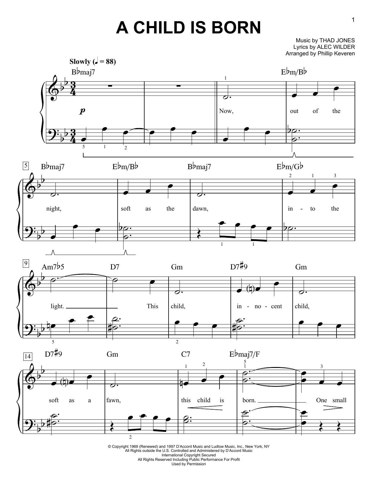 Product gallery: Page 1 of 1 A Child Is Born (arr. Phillip Keveren), Thad Jones