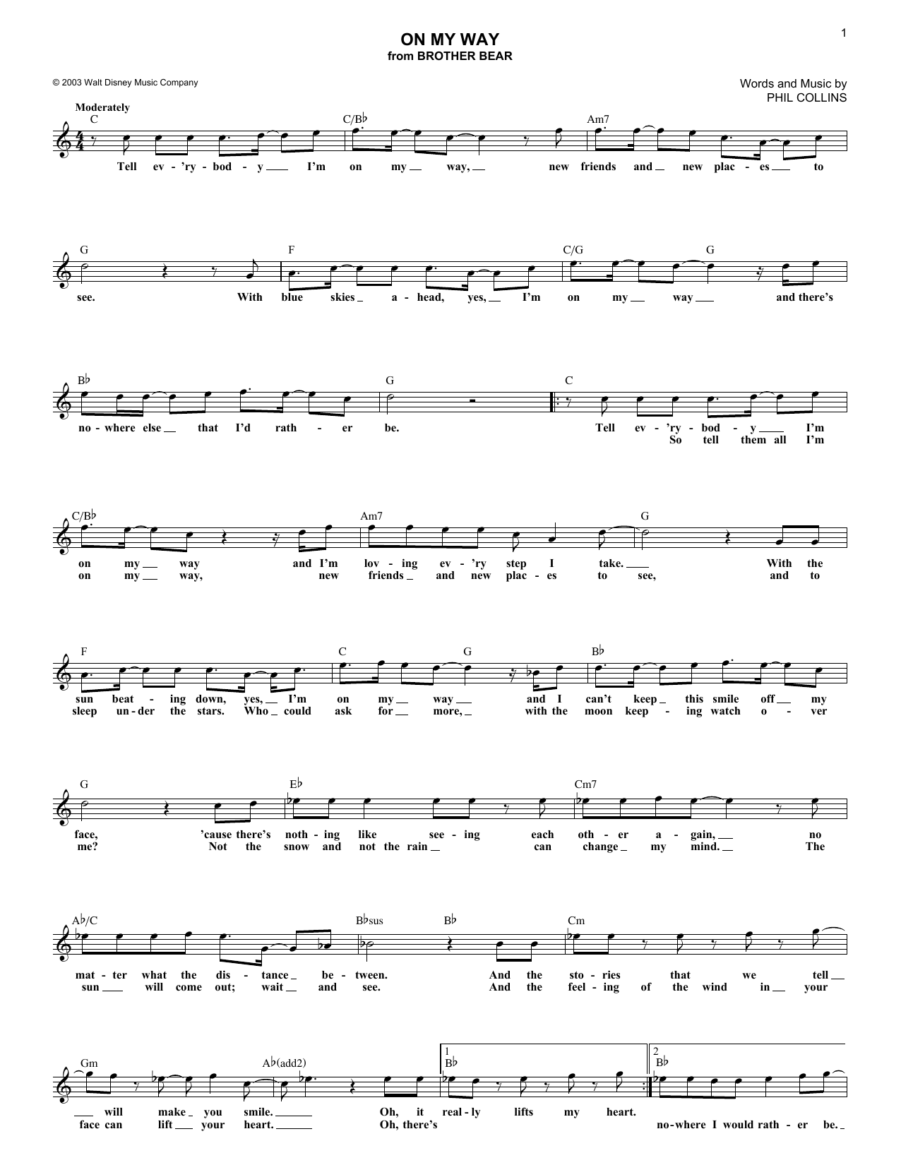 Produktbild zu: On My Way (from Brother Bear)
