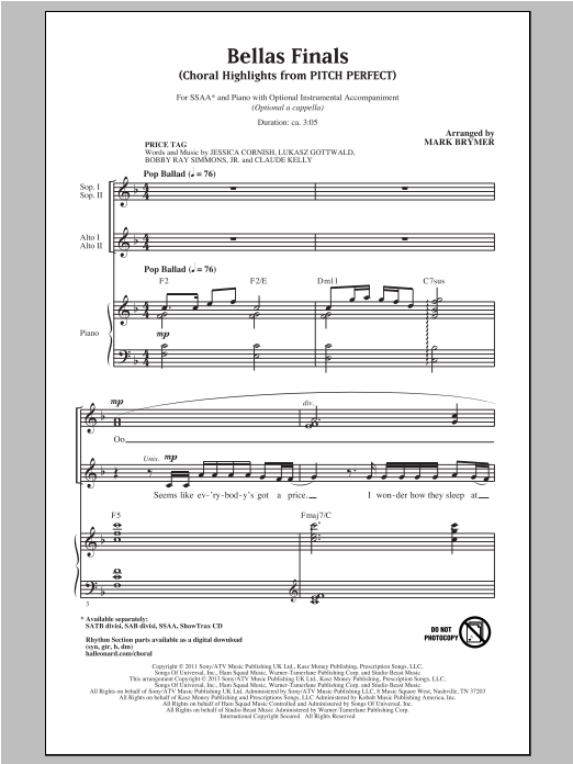Produktgalerie: Seite 1 von 1 Bellas Finals (Choral Highlights from Pitch Perfect)(arr. Mark Brymer), Pitch Perfect (Movie), Chor