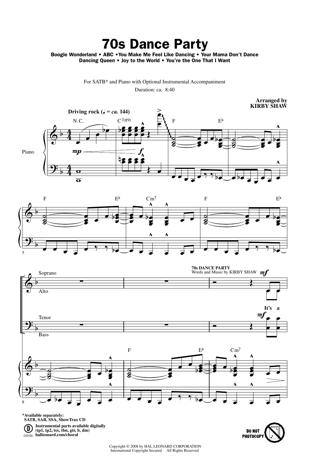 Produktgalerie: Seite 1 von 1 70s Dance Party (Medley), Kirby Shaw, Chor