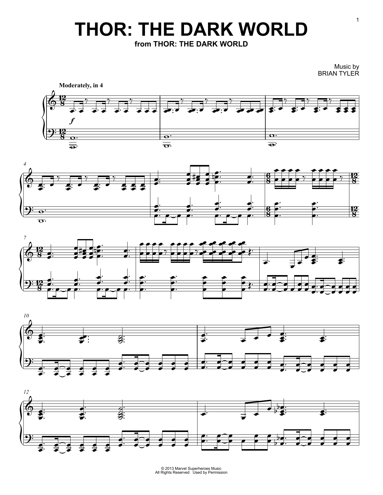 Produktgalerie: Seite 1 von 1 Thor: The Dark World, Brian Tyler, Klavier