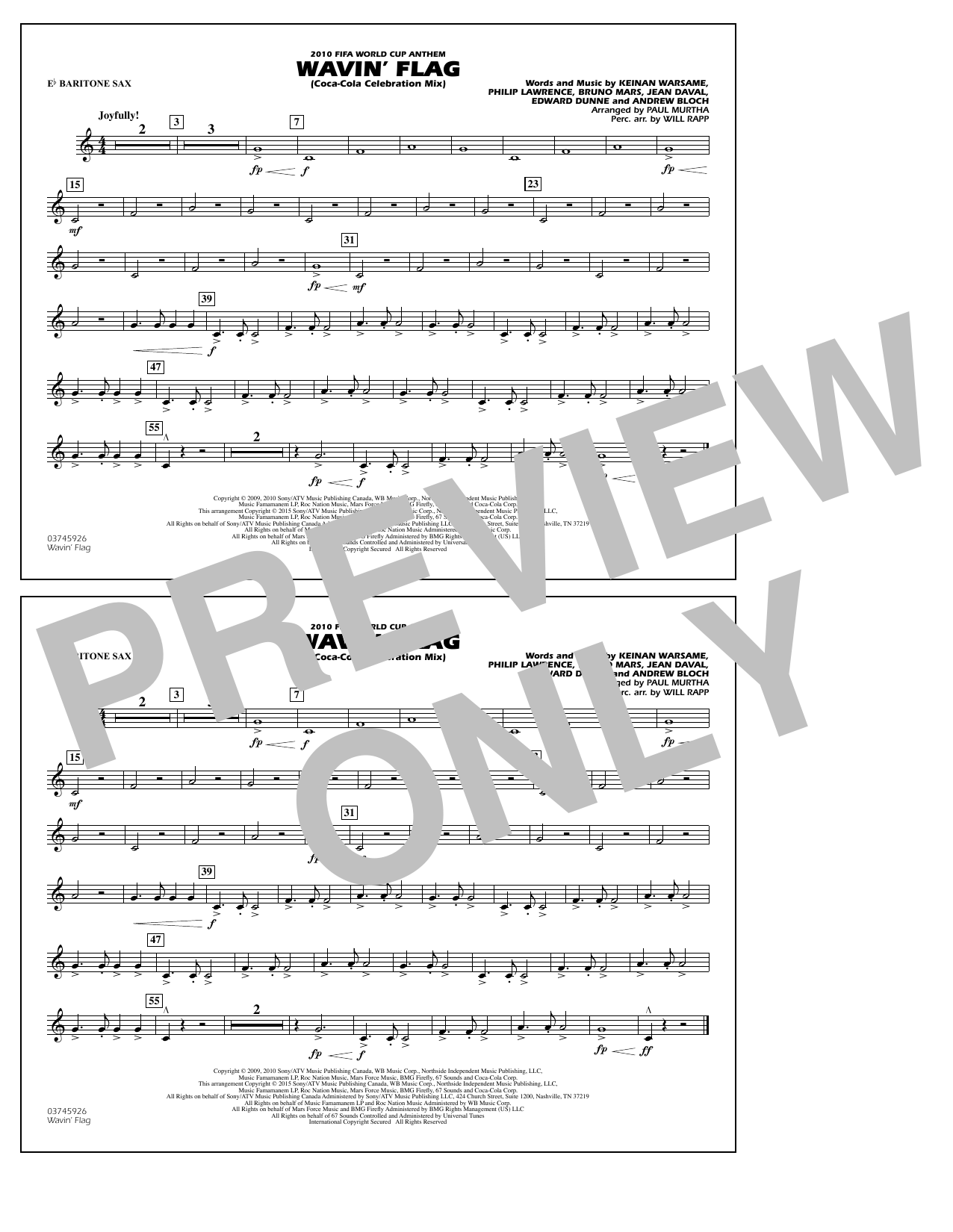 Product picture to: Wavin' Flag - Eb Baritone Sax