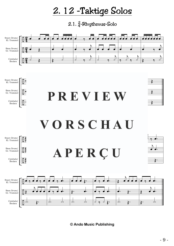 gallery: Solos für Marschtrommler - Band 1, , 50 Solostücke für Marschkapellen - Kleine Trommel, Große Trommel und Becken