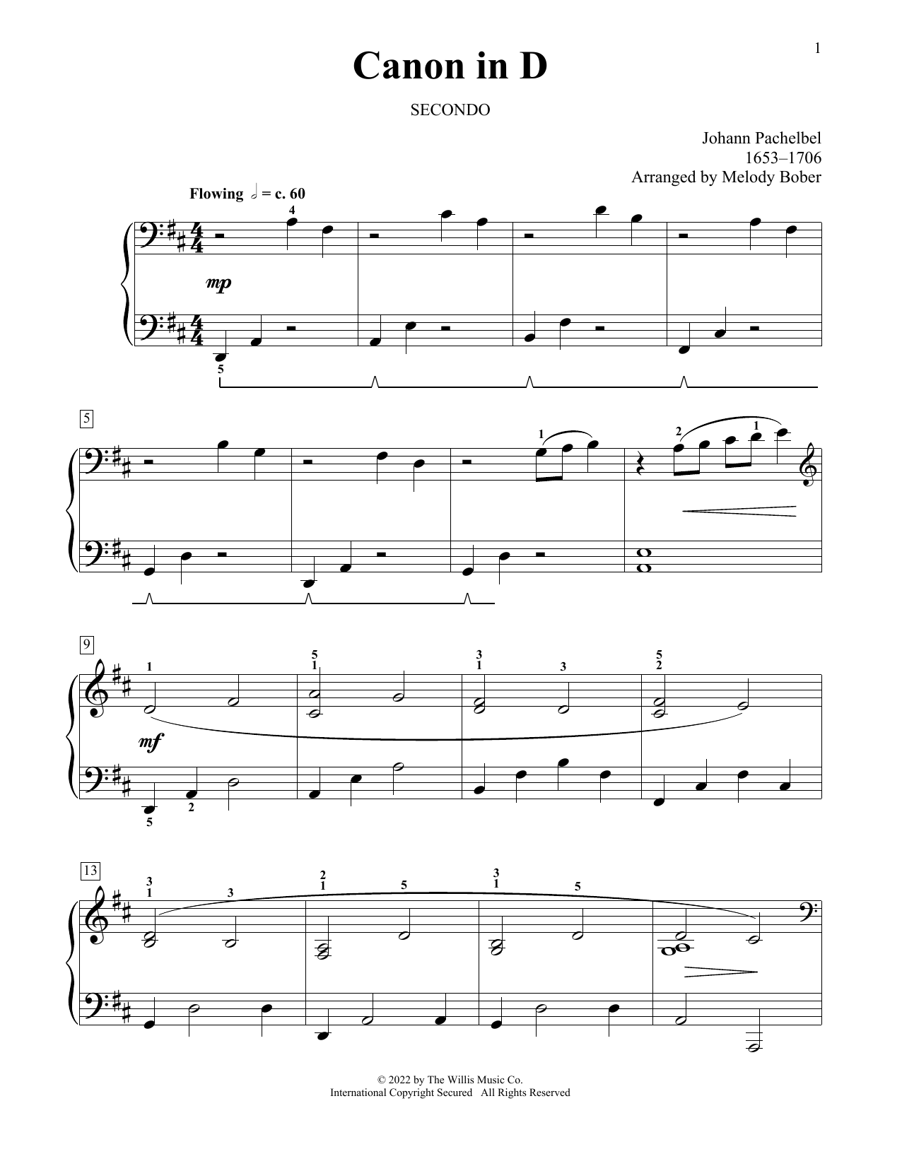 Product picture to: Canon In D (arr. Melody Bober)