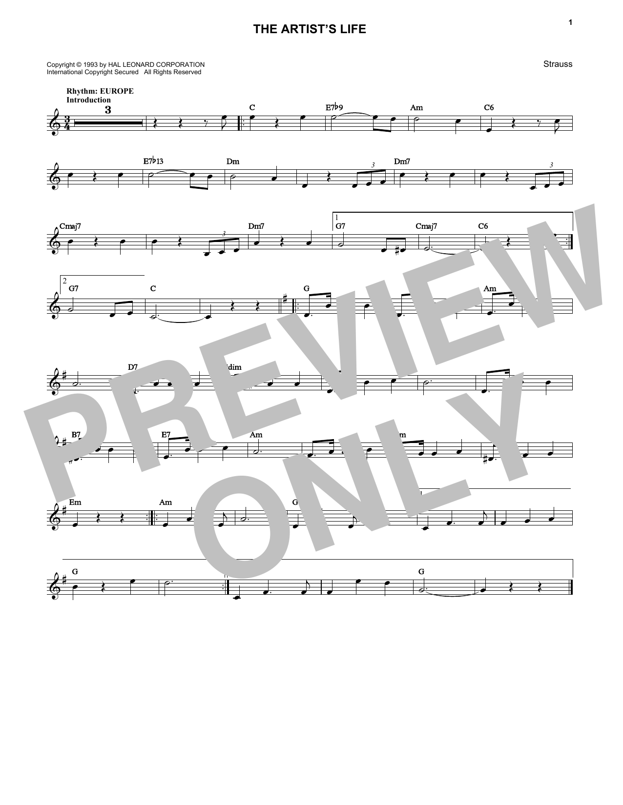 Product gallery: Page 1 of 1 Artist's Life, Johann Strauss, Jr.