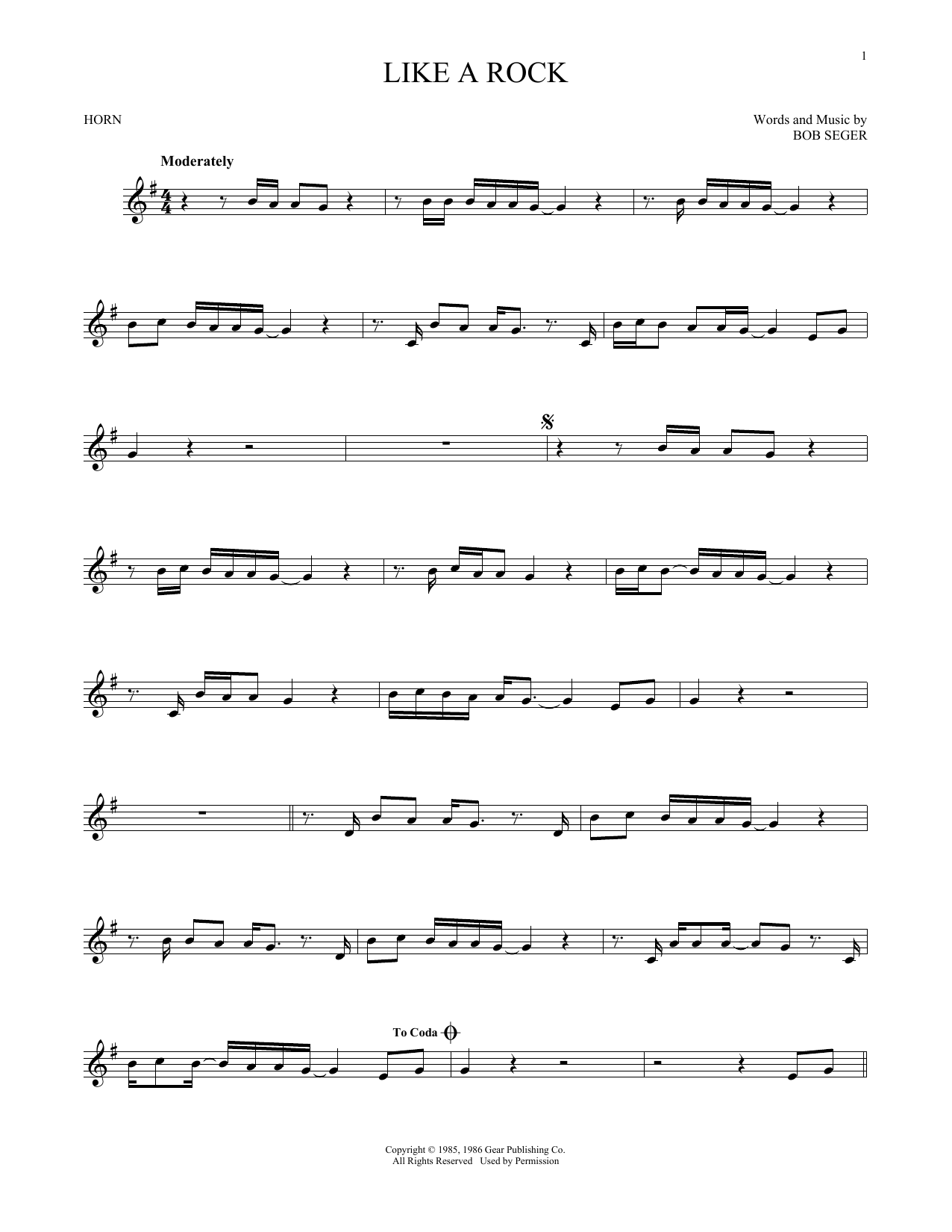 Produktgalerie: Seite 1 von 1 Like A Rock, Bob Seger, Horn