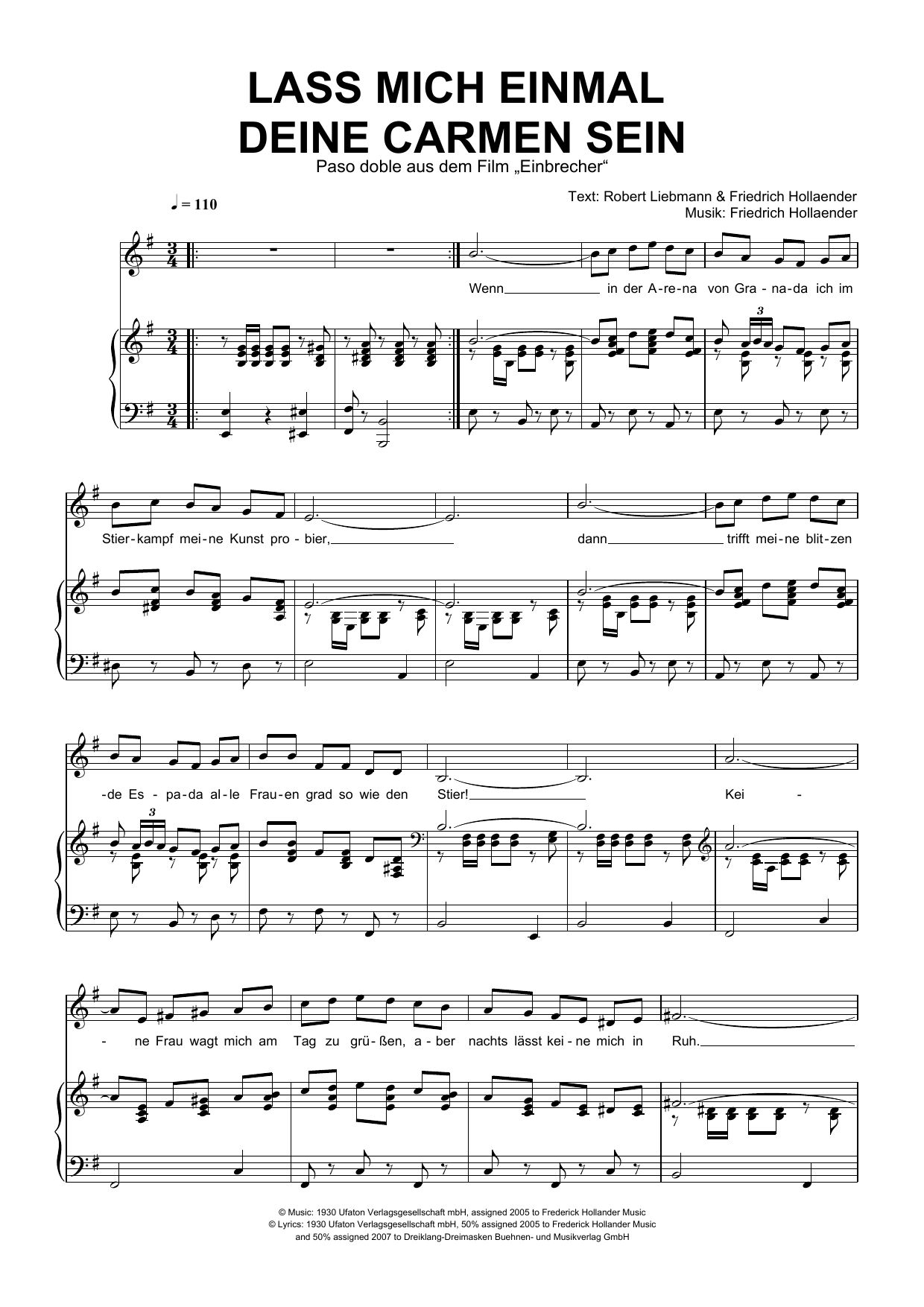 Produktgalerie: Seite 1 von 1 Lass Mich Einmal Deine Carmen Sein, Friedrich Hollaender, Gesang, Klavier