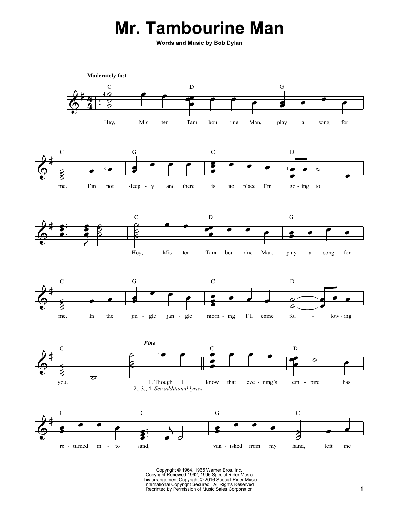 Produktbild zu:  Mr. Tambourine Man - Bob Dylan