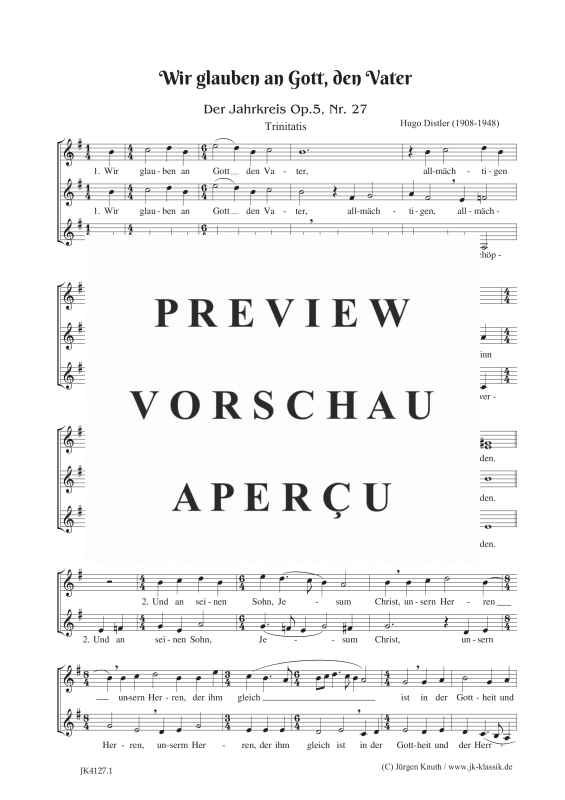 Wir glauben an Gott, den Vater (Der Jahrkreis, Op.5, Nr. 27)