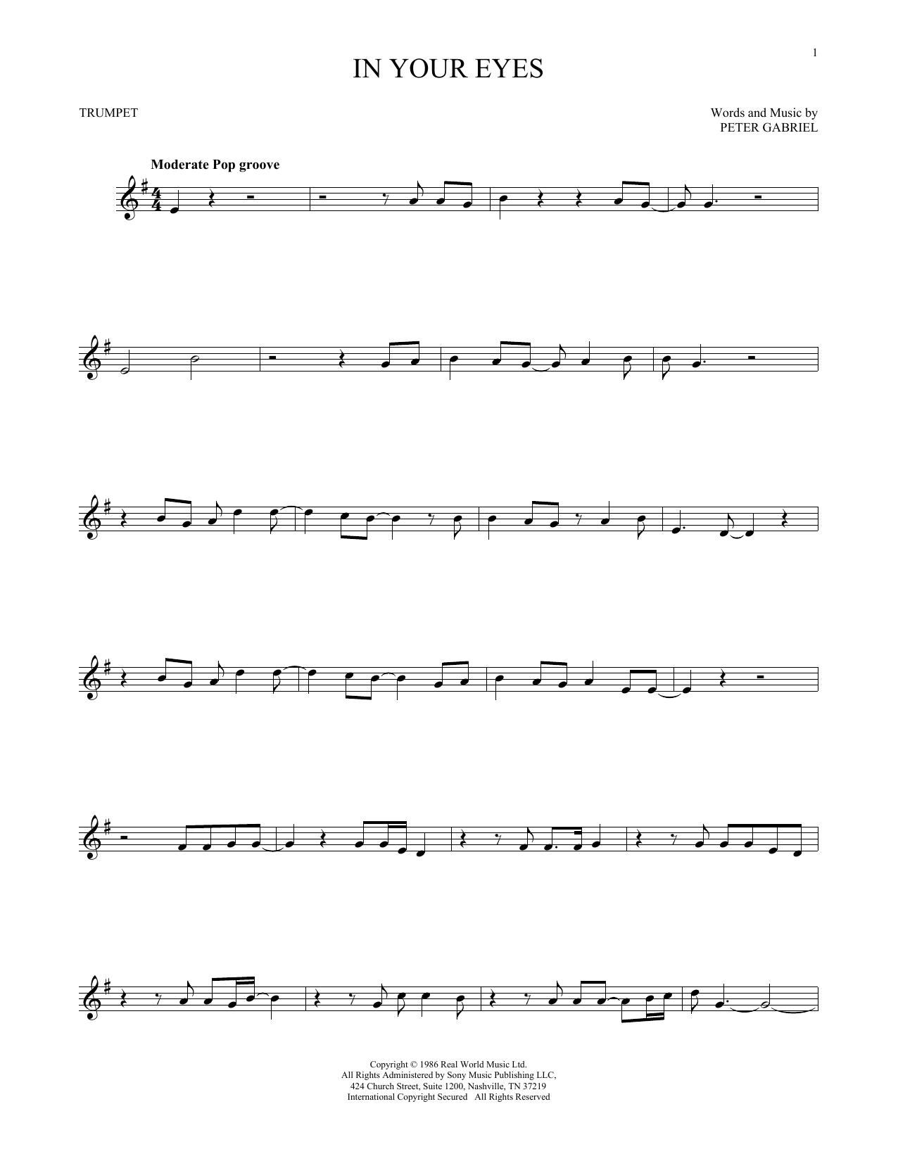 Produktgalerie: Seite 1 von 1 In Your Eyes, Peter Gabriel, Trompete