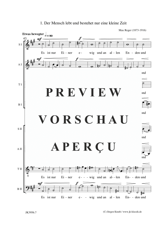 gallery: Der Mensch lebt und bestehet nur eine kleine Zeit Op.138, No.1, , (Gemischter Chor 8-stimmig SSAATTBB)