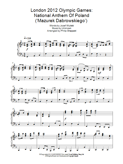 Product picture to: London 2012 Olympic Games: National Anthem Of Poland ('Mazurek Dabrowskiego')