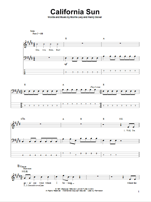 Produktgalerie: Seite 1 von 1 California Sun, Ramones, E-Bass