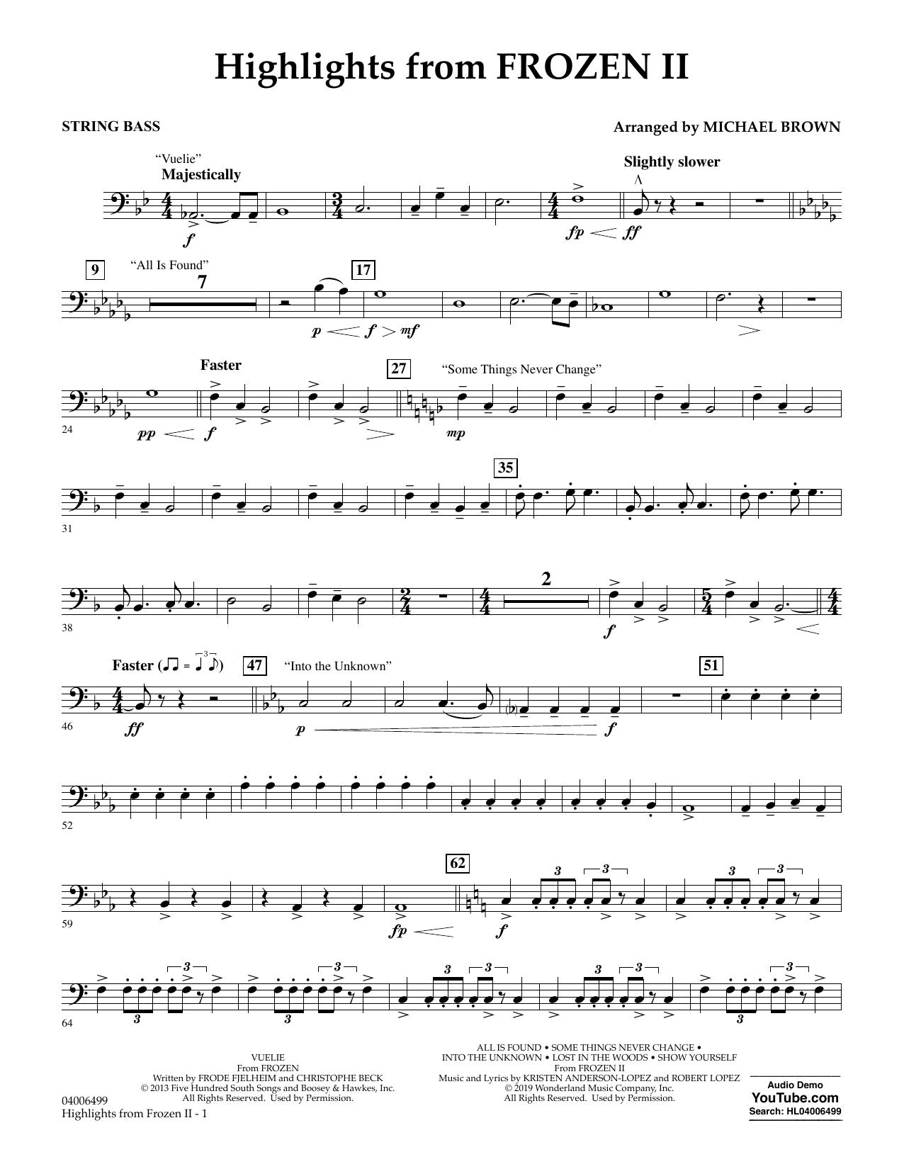 Produktbild zu: Highlights from Disney's Frozen 2 (arr. Michael Brown) - String Bass