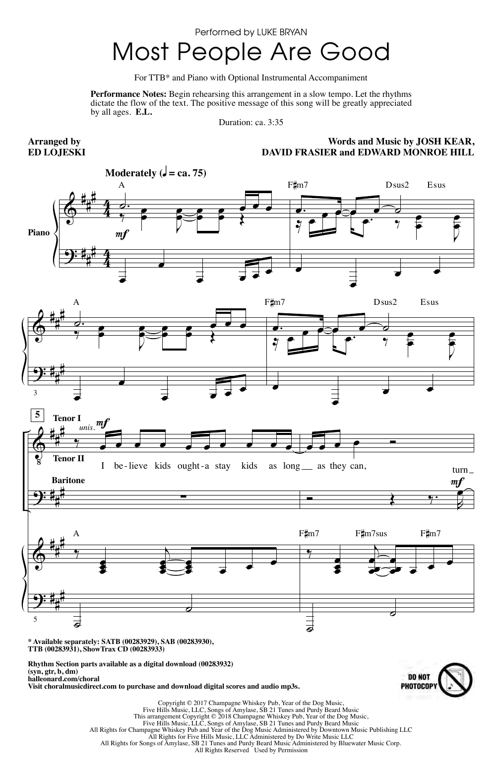 Produktbild zu: Most People Are Good (arr. Ed Lojeski)
