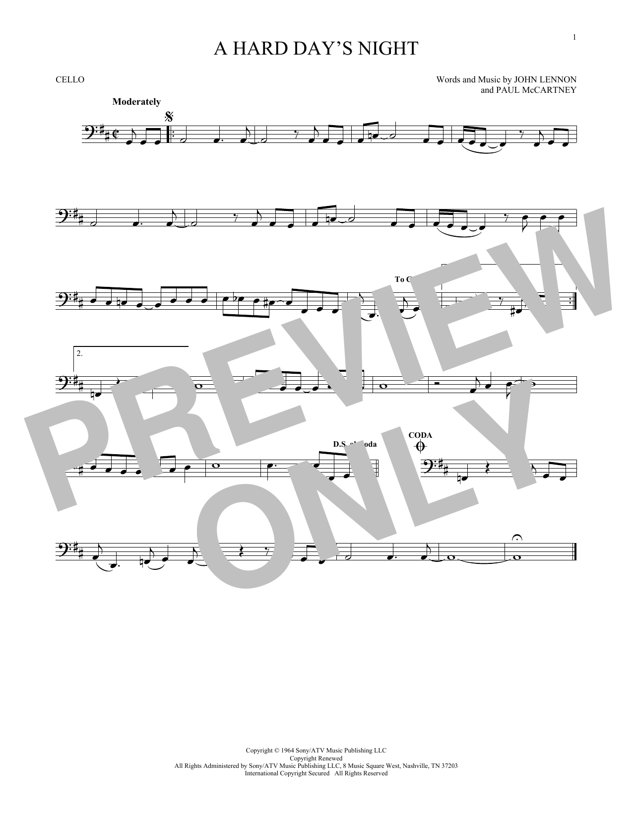 Produktgalerie: Seite 1 von 1 A Hard Day's Night, The Beatles, Violoncello