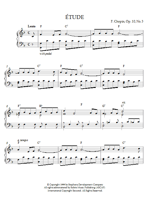 Product gallery: Page 1 of 1 Etude In F Major, Op. 10, No. 3 (originally E Major), Frederic Chopin
