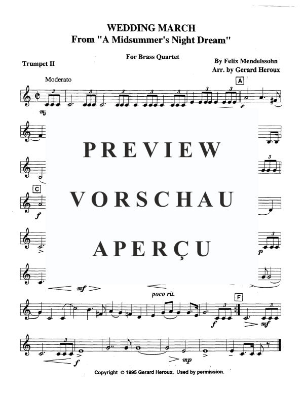 Produktgalerie: Seite 7 von 10 Hochzeitsmarsch, , Blechbläser Quartett