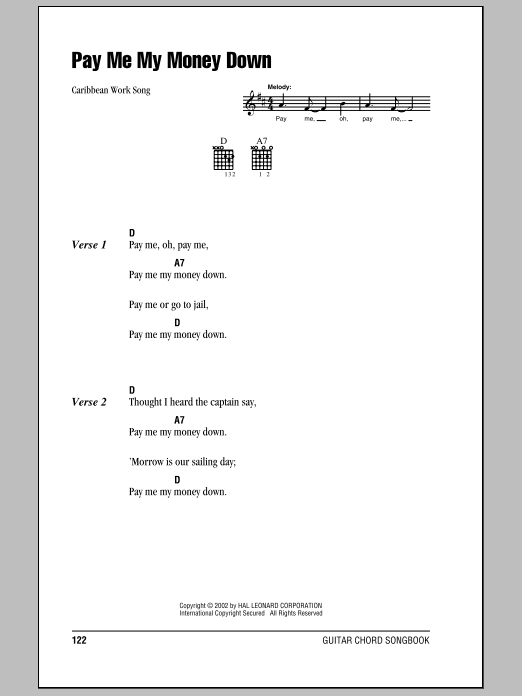 Produktgalerie: Seite 1 von 1 Pay Me My Money Down, Caribbean Work Song, Gitarre