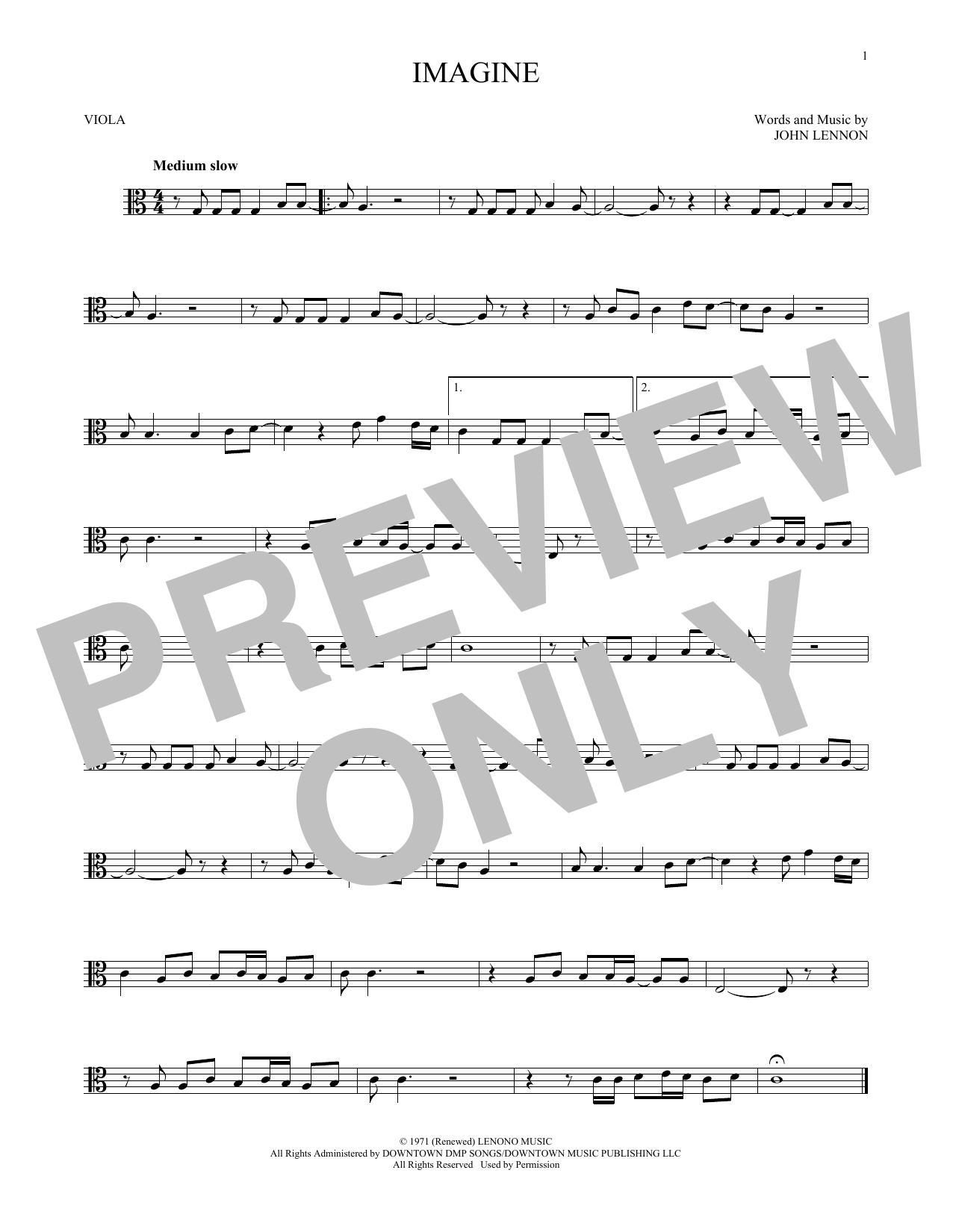 Produktgalerie: Seite 1 von 1 Imagine, John Lennon, Viola