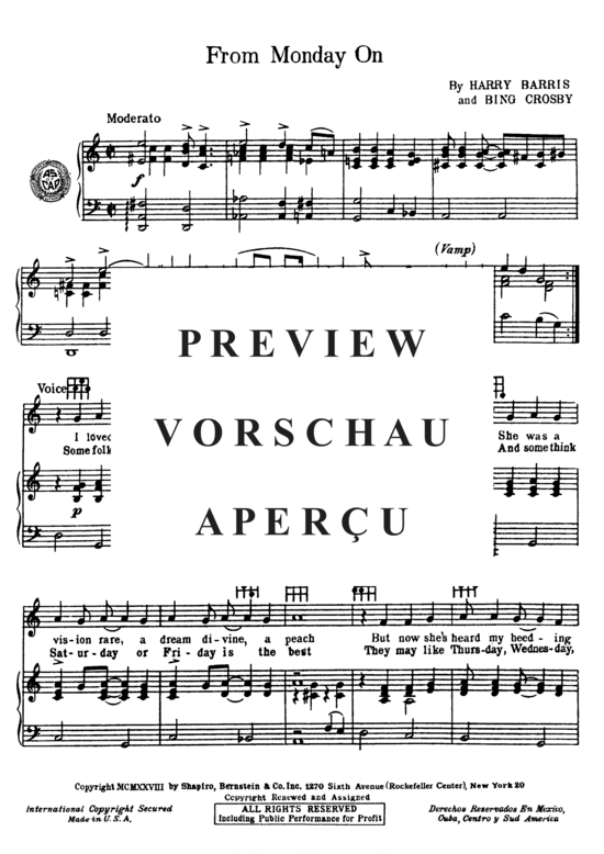 Produktgalerie: Seite 3 von 8 From Monday On , Crosby, Bing  , Klavier und Gesang