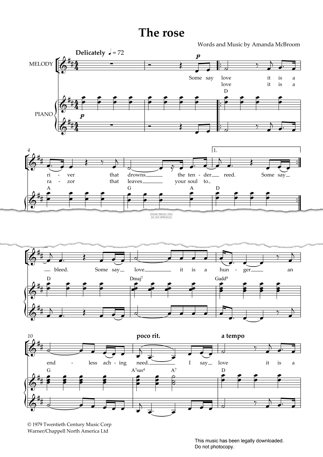 Produktgalerie: Seite 1 von 1 The Rose, , Chor, Klavier