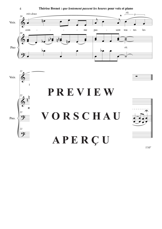 Product gallery: Page 5 of 5 Que Lentement Passent les Heures , , (voice + piano)