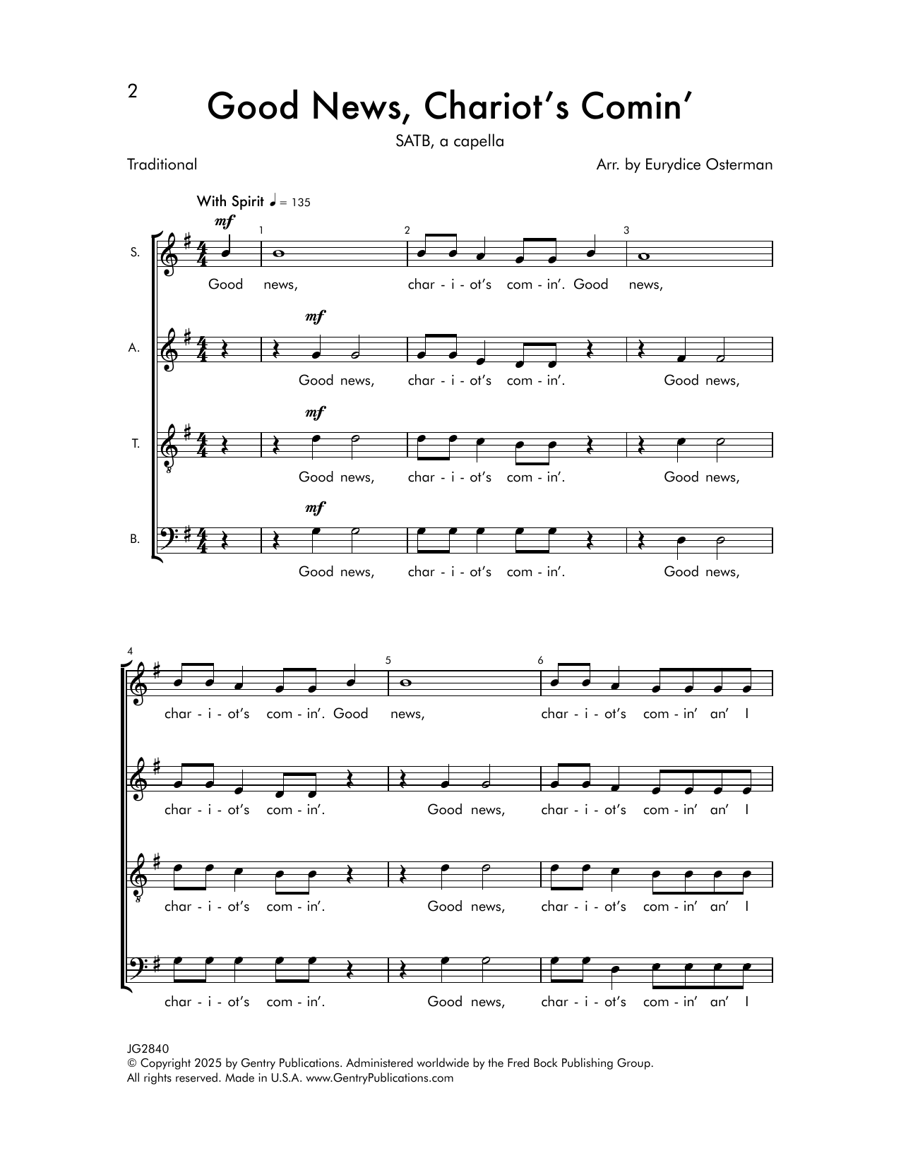 Produktgalerie: Seite 1 von 1 Good News, Chariot's Comin', Eurydice V. Osterman, Chor