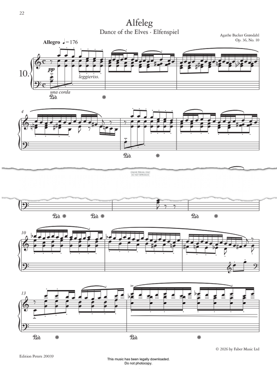 Produktgalerie: Seite 1 von 1 Alfeleg (Dance Of The Elves No.10 from 'Fantasiestücke  Op. 36'), Agathe Backer Grøndahl, Klavier