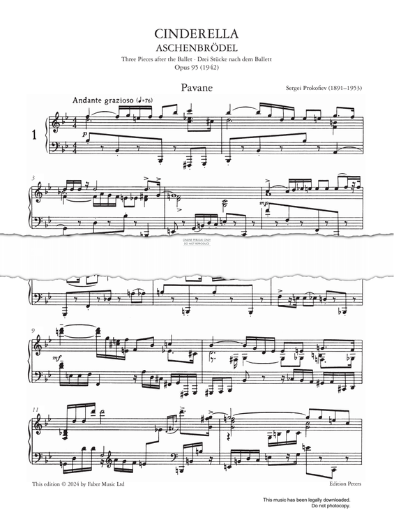 Produktgalerie: Seite 1 von 1 Pavane (from 'Cinderella' Three Pieces Op.95), Sergei Prokofiev, Klavier