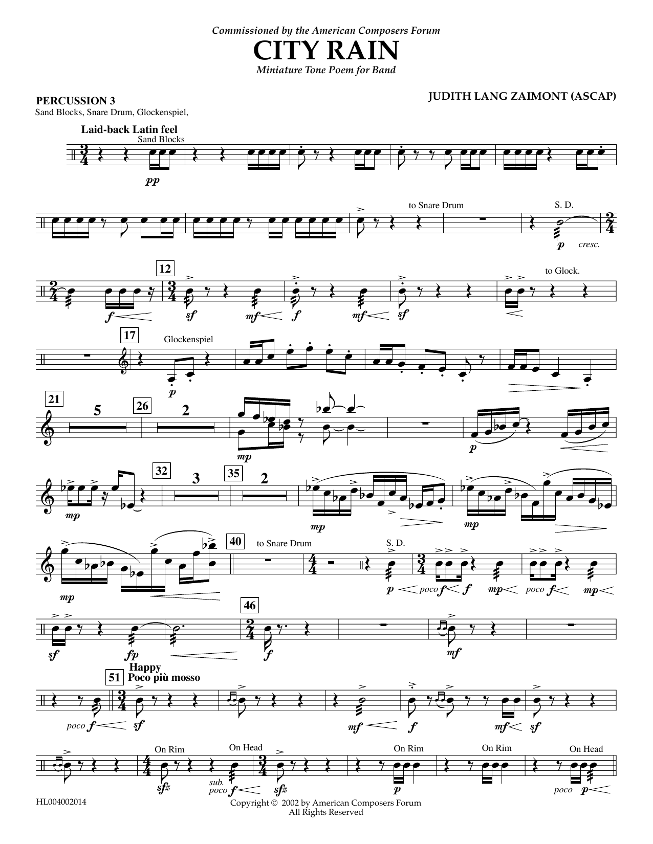 Produktgalerie: Seite 1 von 1 City Rain - Percussion 3, Judith Zaimont, Ensemble