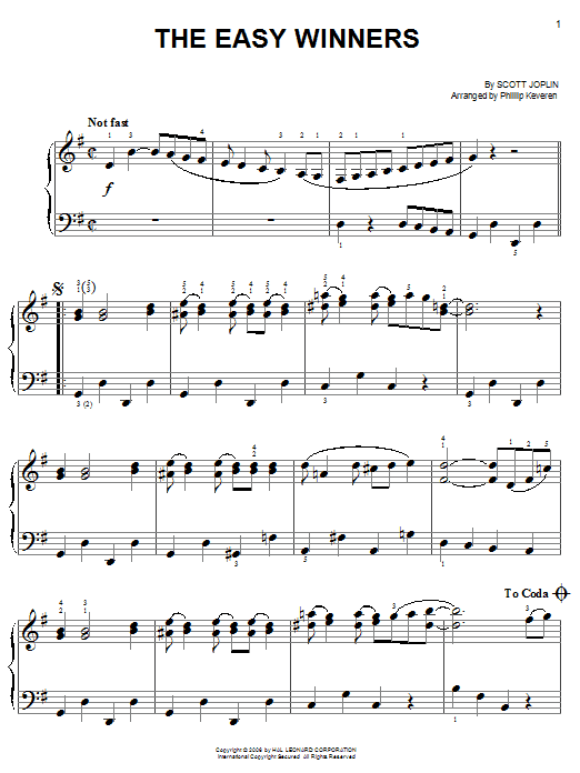 Product picture to: The Easy Winners (arr. Phillip Keveren)