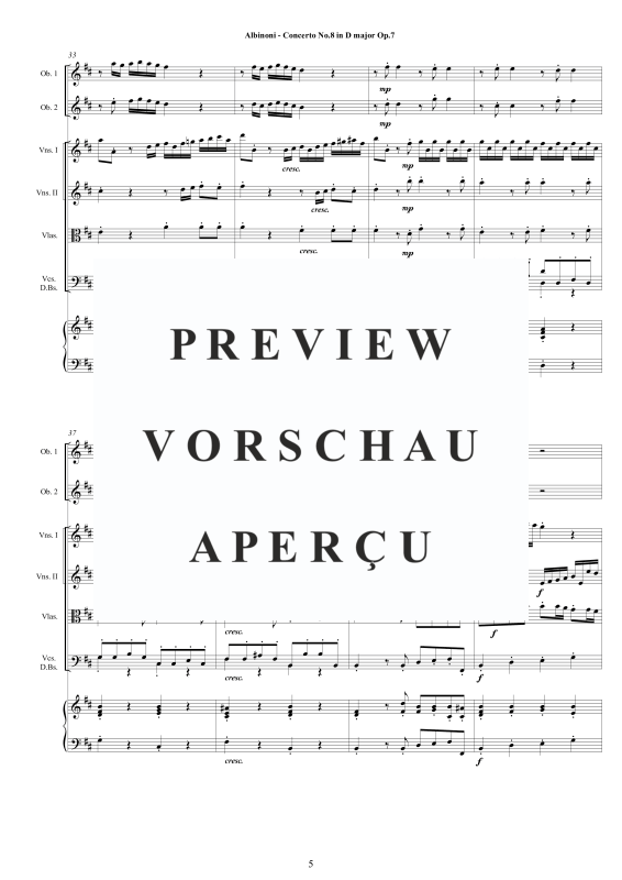 Product gallery: Page 6 of 11 Concerto No.8 in D-Dur Op.7, , 2 Solo Oboes, String Ensemble, and Harpsichord (Bc)