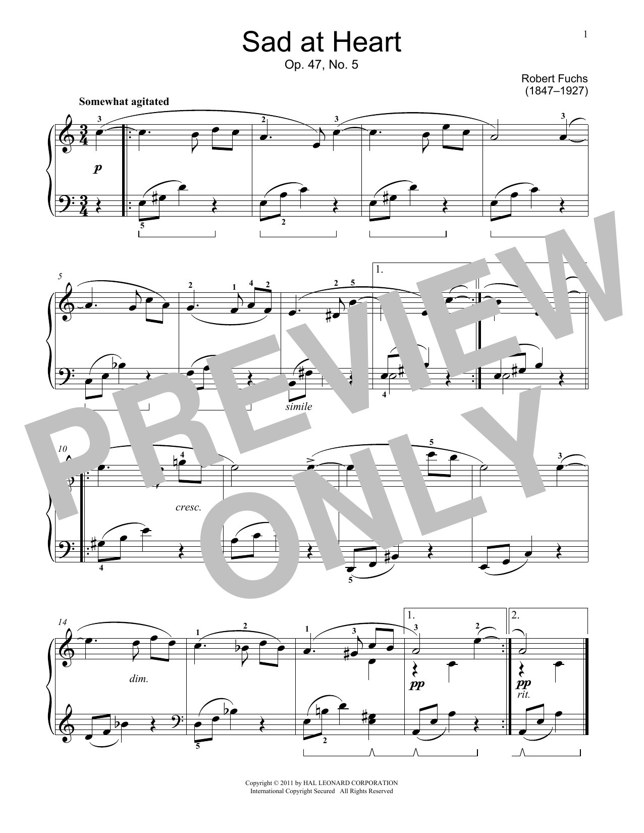 Product picture to: Sad At Heart, Op. 47, No. 5