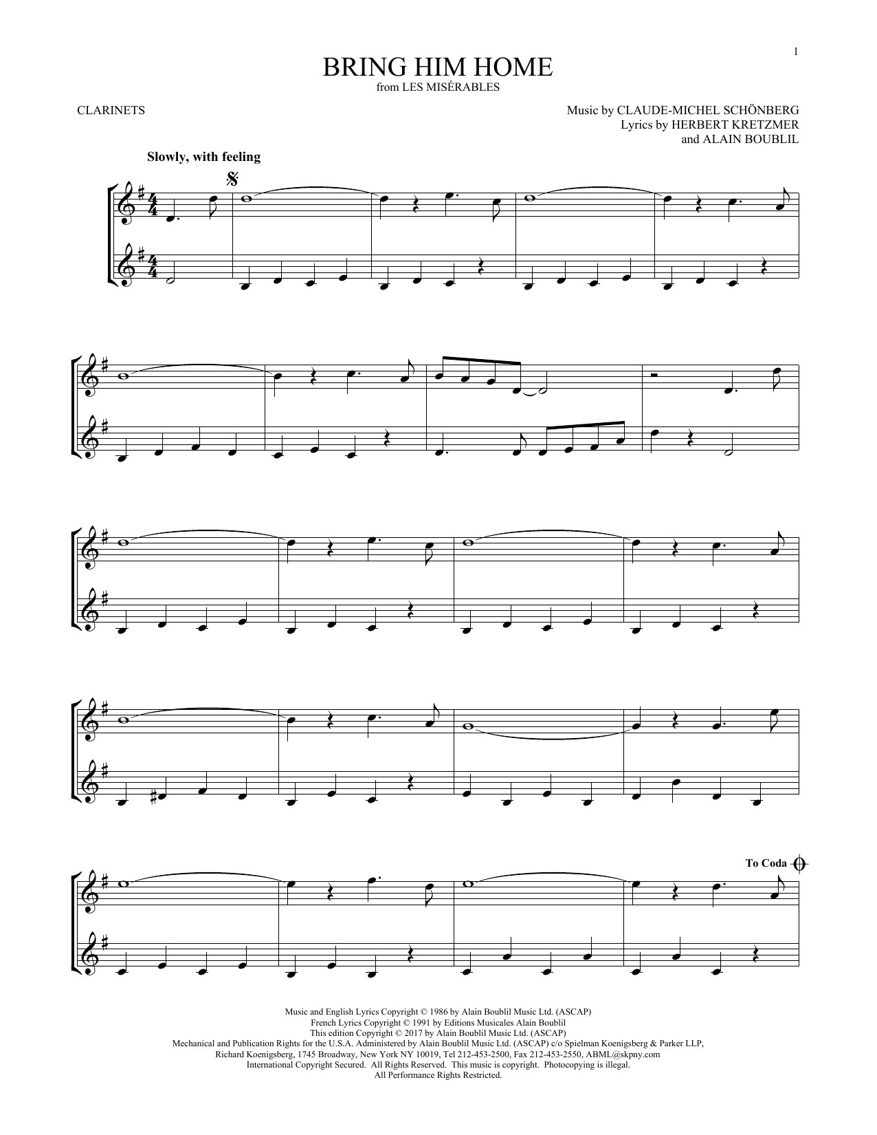 Product gallery: Page 1 of 1 Bring Him Home, Claude-Michel Schönberg