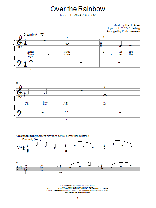 Product picture to: Over The Rainbow (arr. Phillip Keveren)