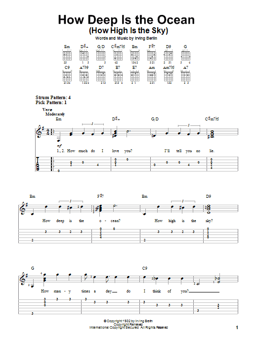 Product gallery: Page 1 of 1 How Deep Is The Ocean (How High Is The Sky), Irving Berlin