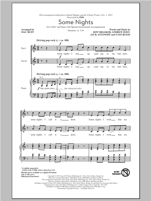 Product picture to: Some Nights (arr. Mac Huff)