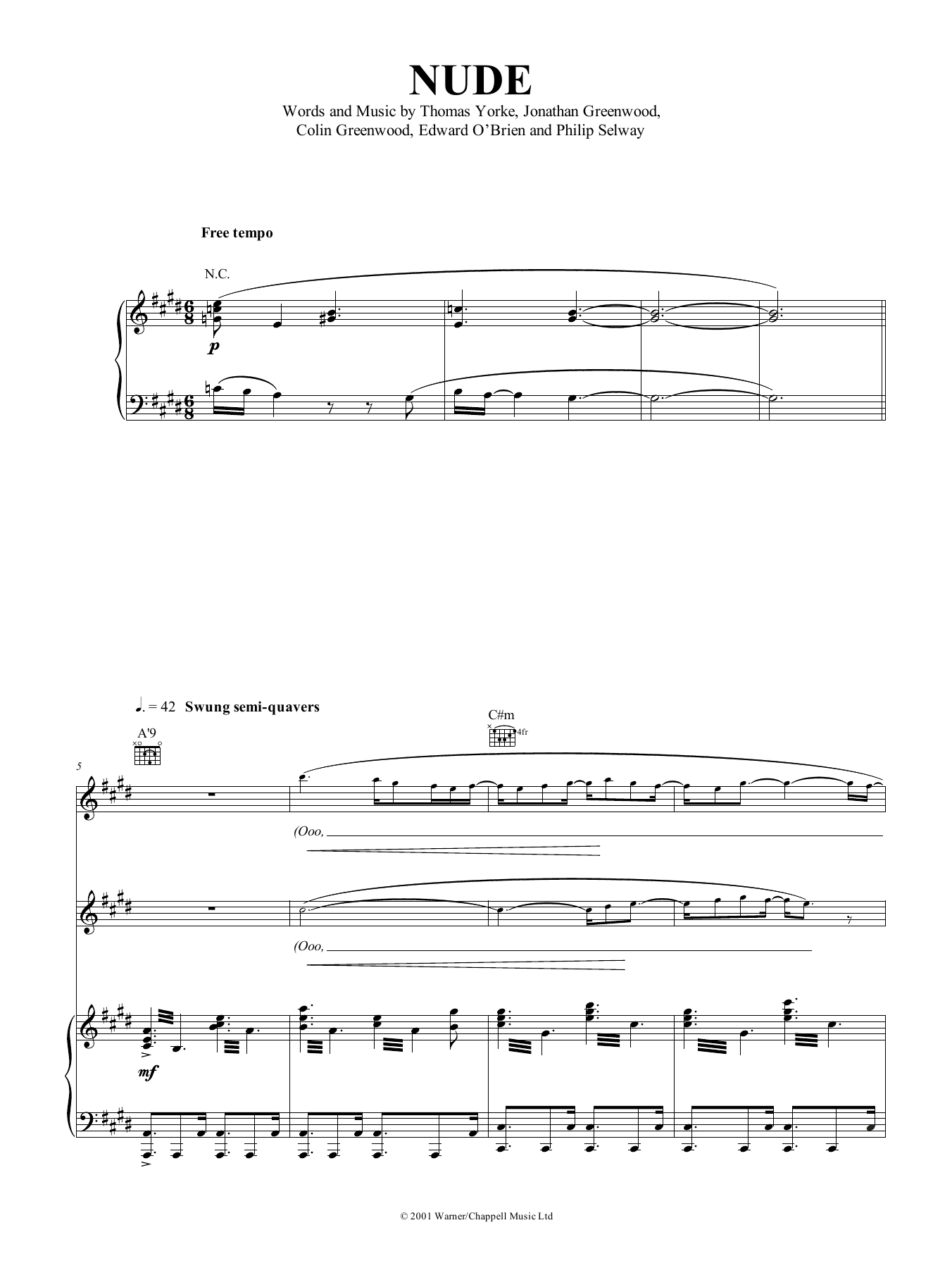 Produktgalerie: Seite 1 von 1 Nude, Radiohead, Gesang, Gitarre, Klavier