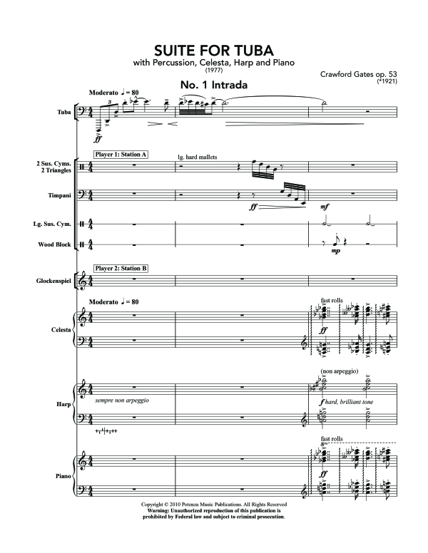 Produktgalerie: Seite 1 von 11 Suite for Tuba, , (Tuba Solo mit Percussion, Celesta, Harfe + Klavier)