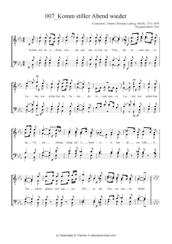 Produktbild zu: Komm stiller Abend wieder Johann Christian Ludwig Abeille, 1761-1838 für gemischten Chor