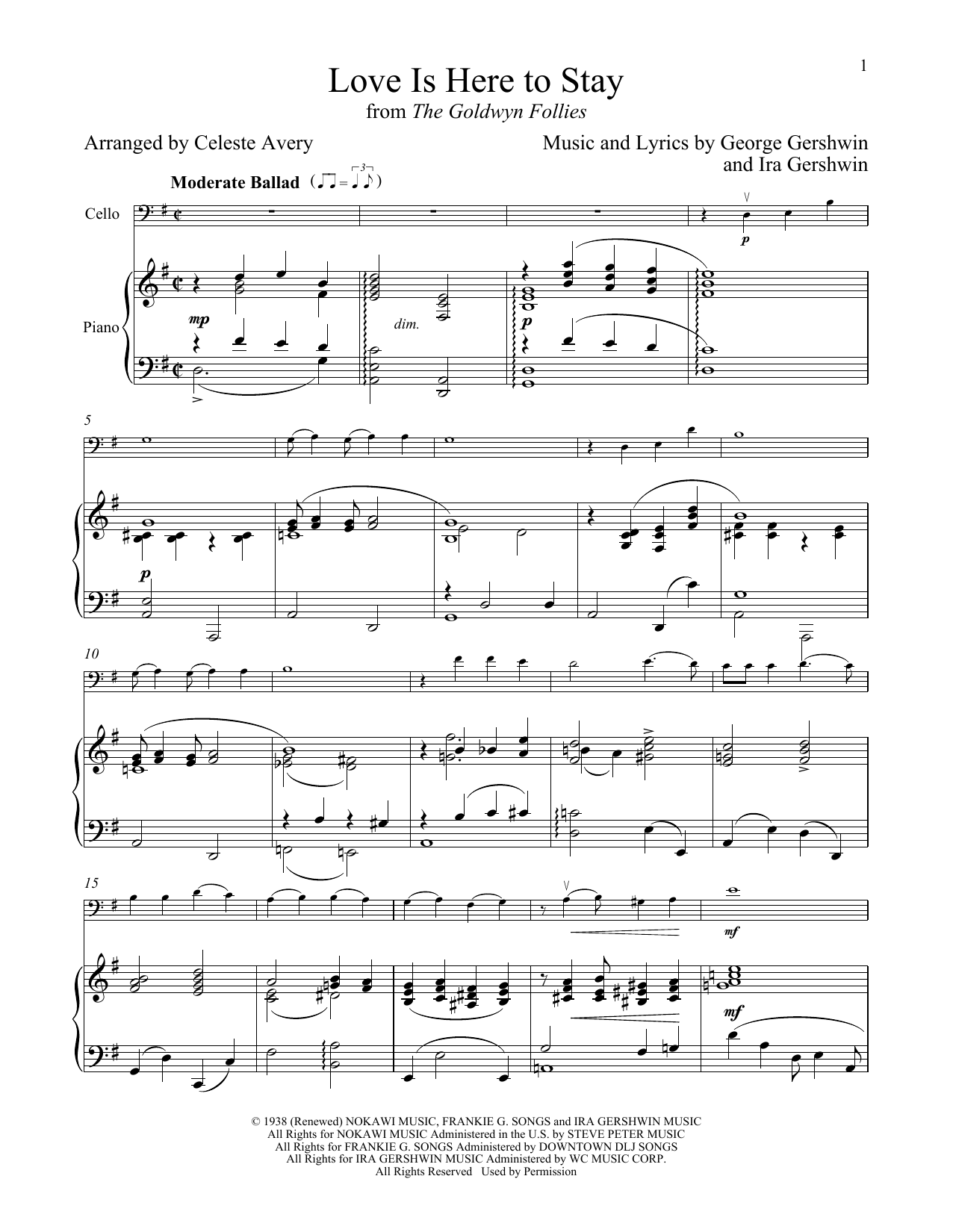 Produktgalerie: Seite 1 von 1 Love Is Here To Stay (from The Goldwyn Follies), George Gershwin & Ira Gershwin, Klavier, Violoncello