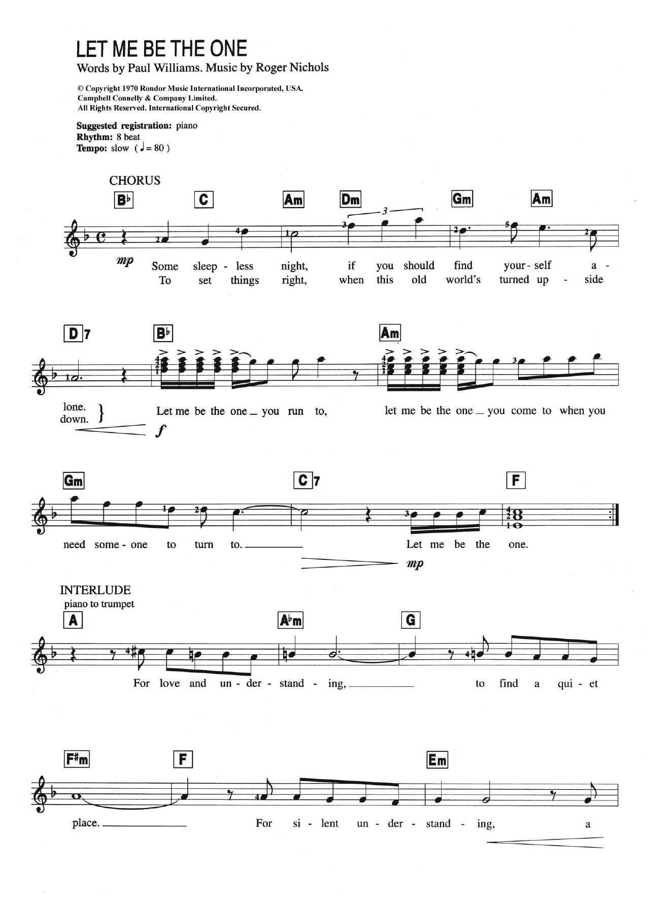 Produktgalerie: Seite 1 von 1 Let Me Be The One, Carpenters, Klavier