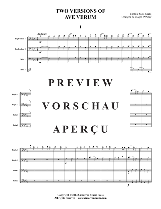 Product gallery: Page 2 of 18 Zwei Versionen von Ave Verum , , (2x Baritone, 2x Tuba)