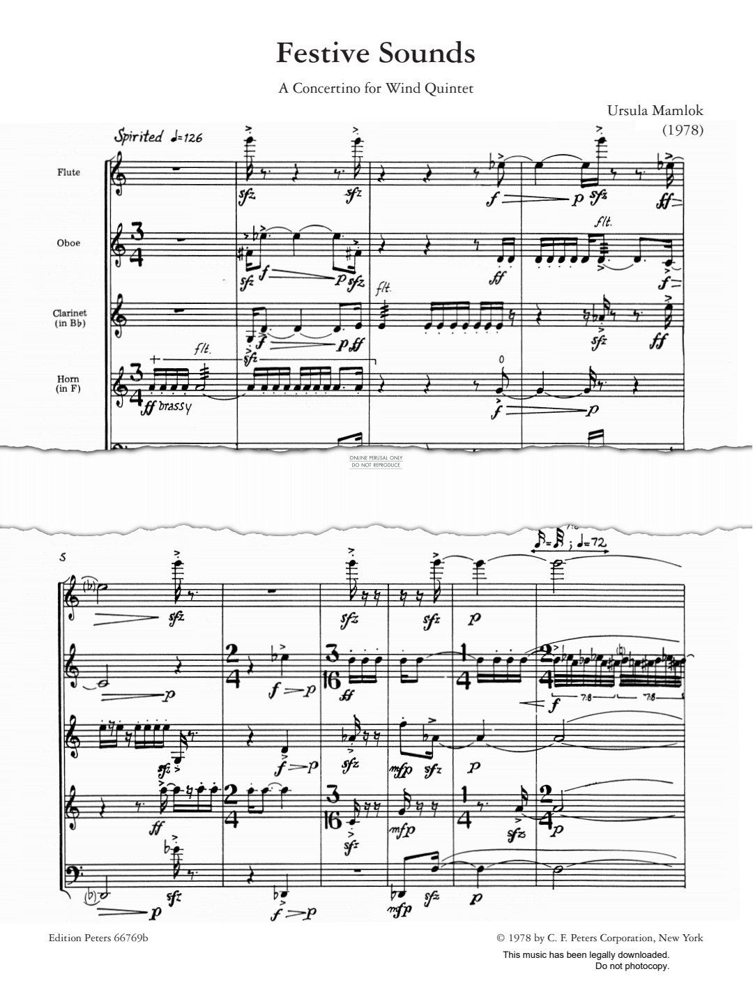 Produktgalerie: Seite 1 von 1 Festive Sounds, Ursula Mamlok, Quintett