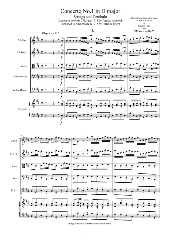 Product picture to: Concerto No.1 in D-Dur Op.7Tomaso Albinoni