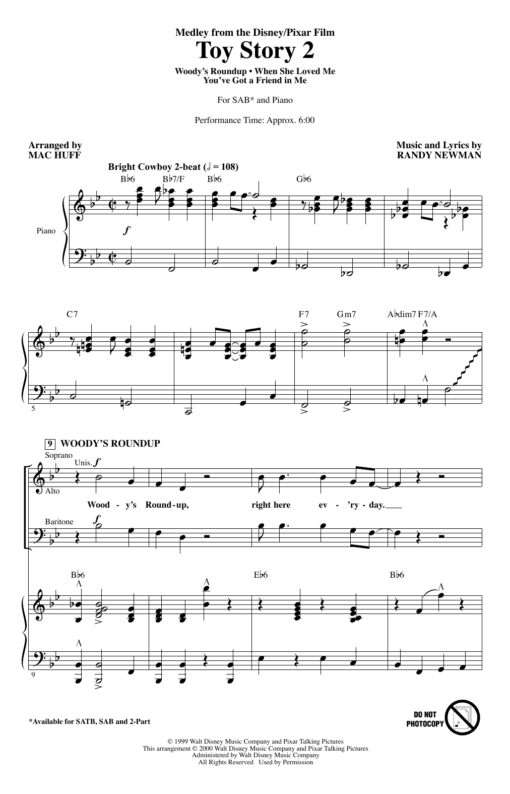 Product picture to: Toy Story 2 (Medley) (arr. Mac Huff)